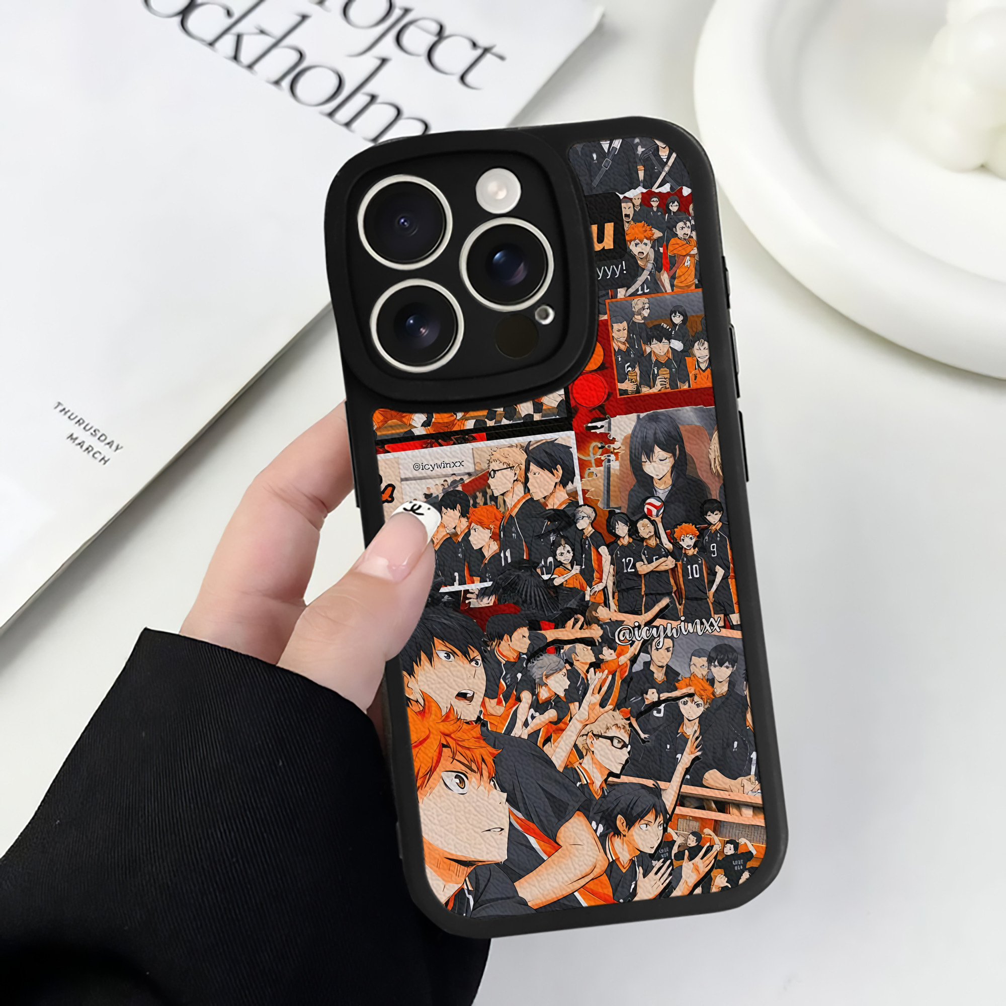 （画像用） ハイキュー!! Haikyu!! 【iPhone 16シリーズ対応】シリコンスマホケース（レザー調） 材質：シリコン